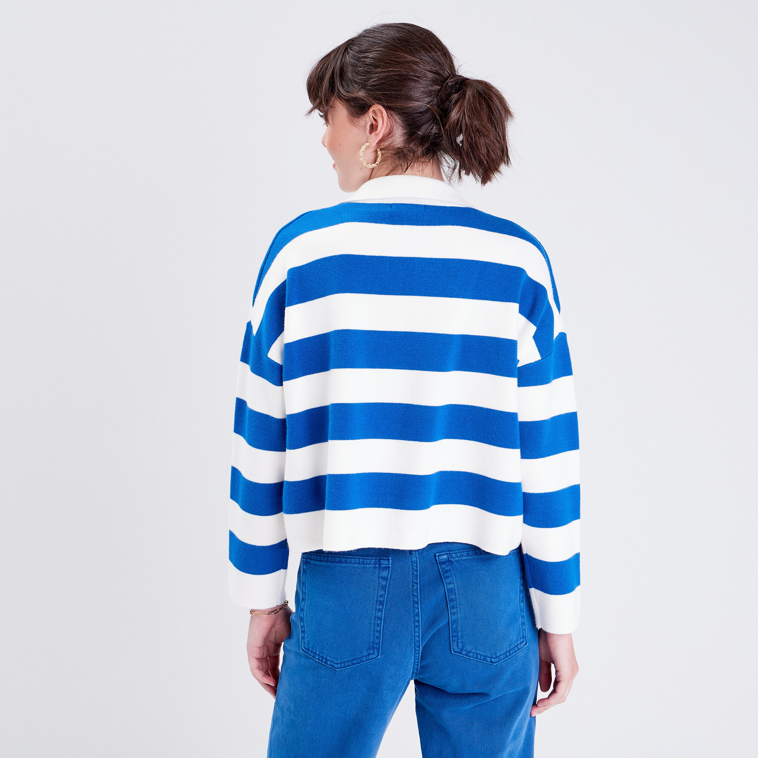 Pull avec col en V ivoire femme | Cache Cache