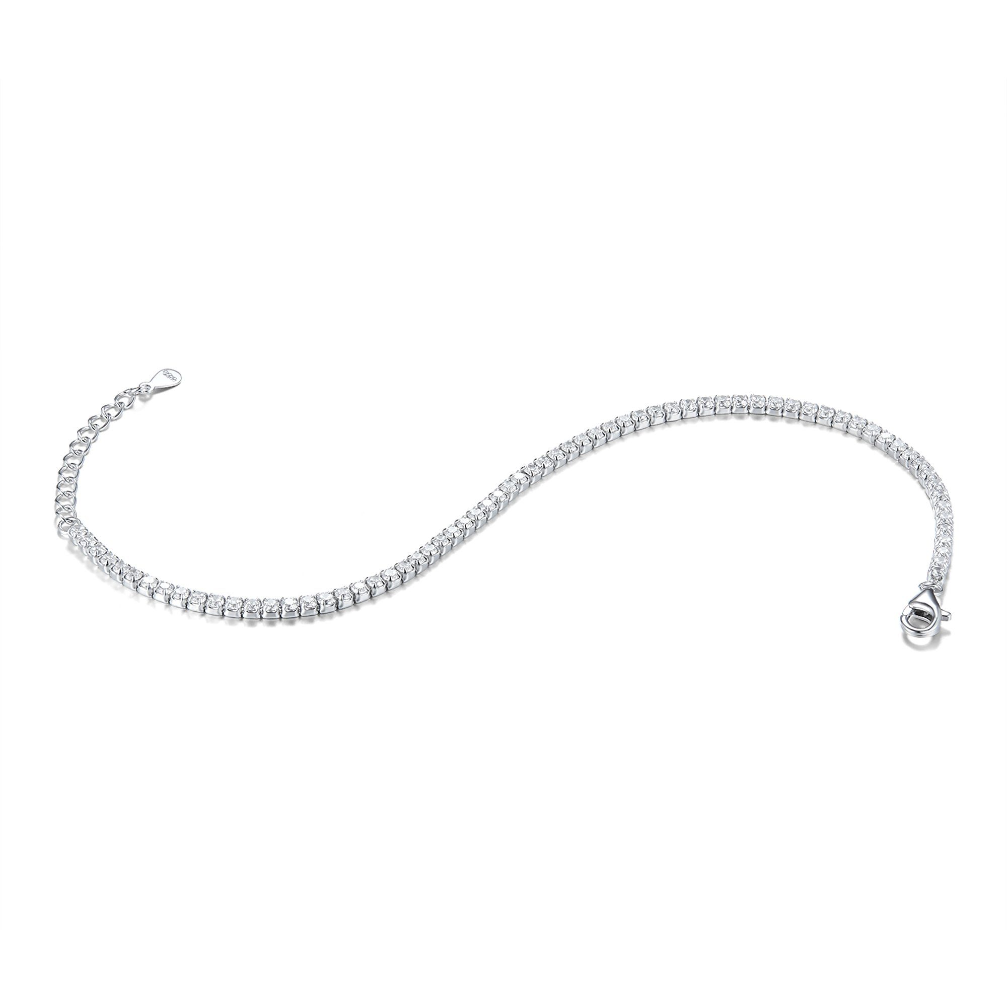 Schöner-SD Tennisarmband Silberarmband Tennis-Armband mit Zirkonia Kristall schwarz oder weiß, 925 Silber Rhodium