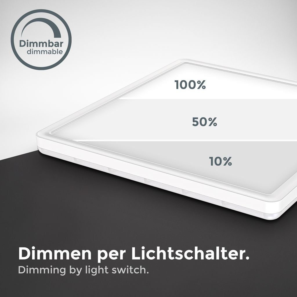 B.K.Licht Deckenleuchte LED Decken-Panel 293x293x28mm dimmbar Backlight Ultra-flach - BKL1311, Dimmfunktion, LED fest integriert, Neutralweiß, Deckenlampe 18W 2400lm Memory-Funktion 4000K neutralweiß - Farbe: Weiß