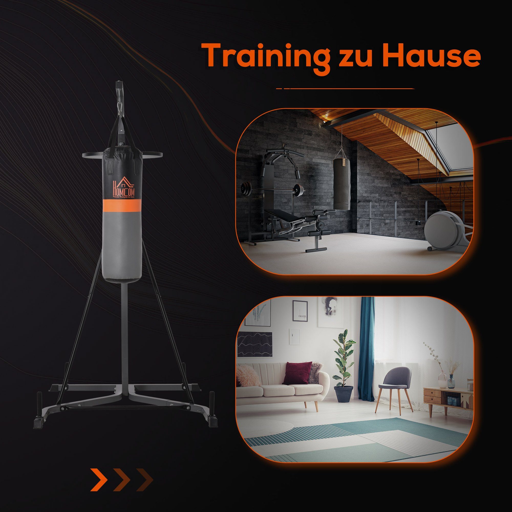 HOMCOM Boxsackständer Boxsack und Punchingball freistehende Boxstation Boxsackhalterung, (Set, 1-tlg., Boxsackhalterung Punchingball Stand bis 100 kg Tragkraft, 115L x 157B x 221H cm)