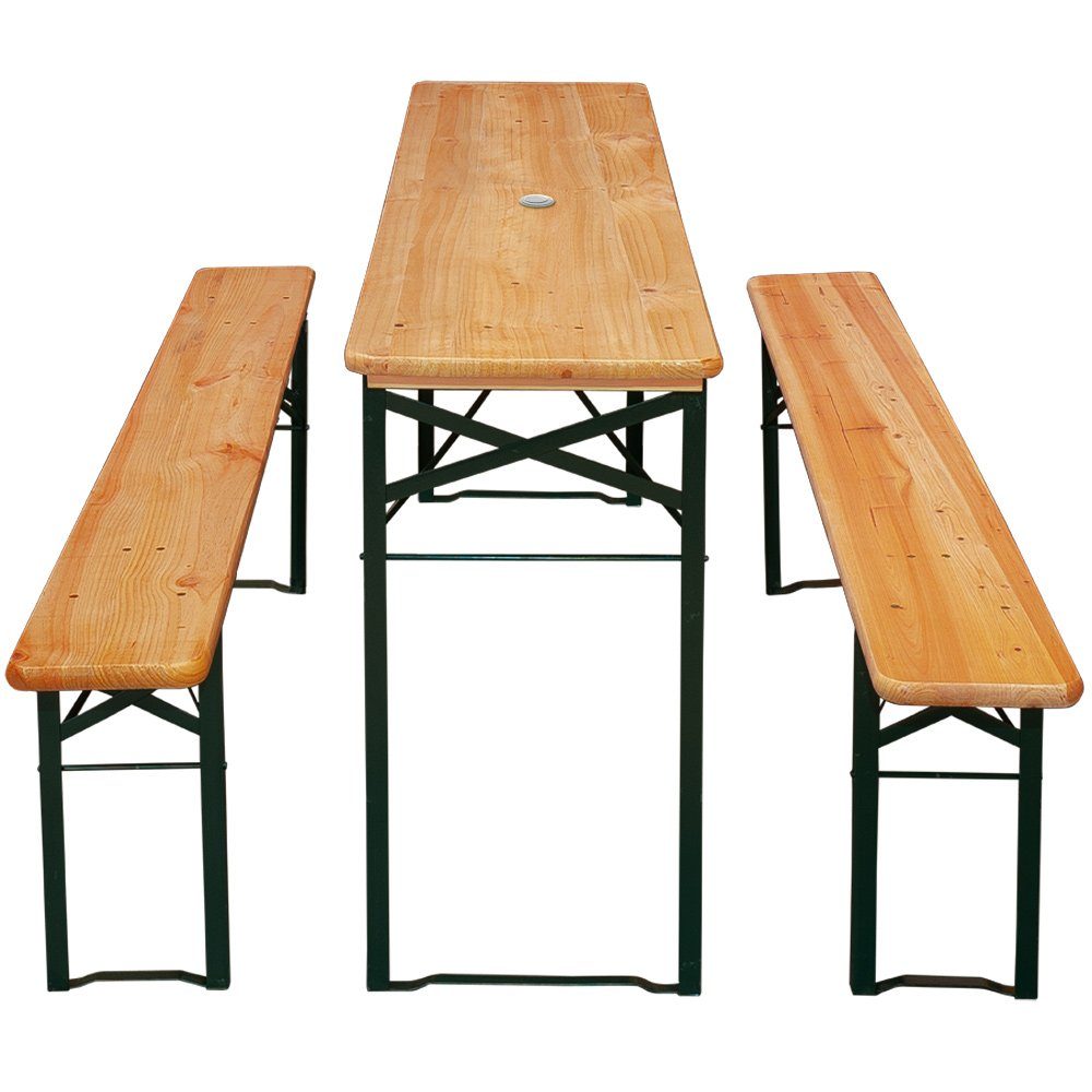 Casaria Bierzeltgarnitur, (3-tlg), 170cm Klappbar Stabil 3 Teilig 2x Bierbank 1x Breiter Tisch Holz