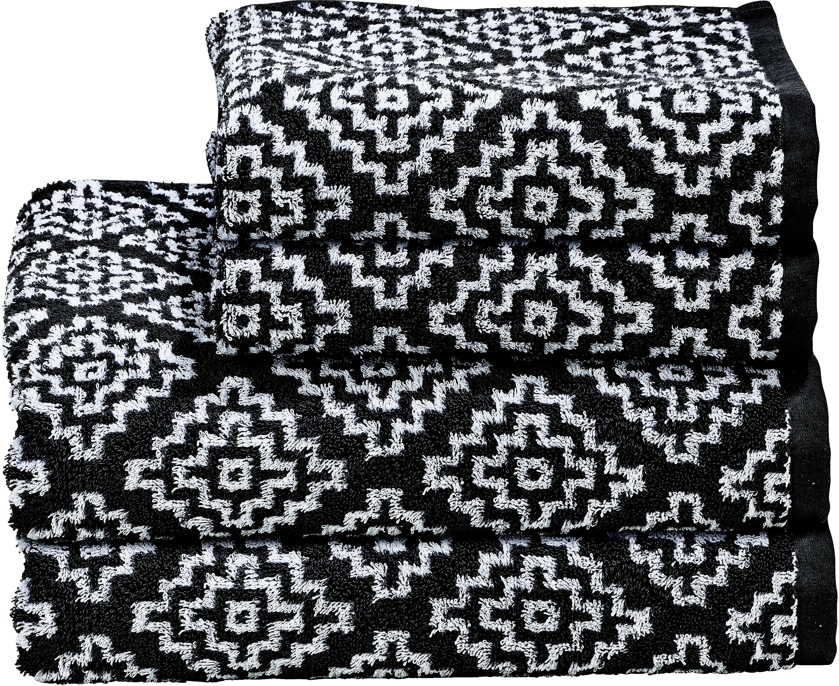 done.® Handtuch Set Daily Shapes Boho, Jacquard-Walkfrottier, (Set, 4-tlg), 2x Gästehandtücher & 2x Handtücher, Jacquard, modernes Rautenmuster