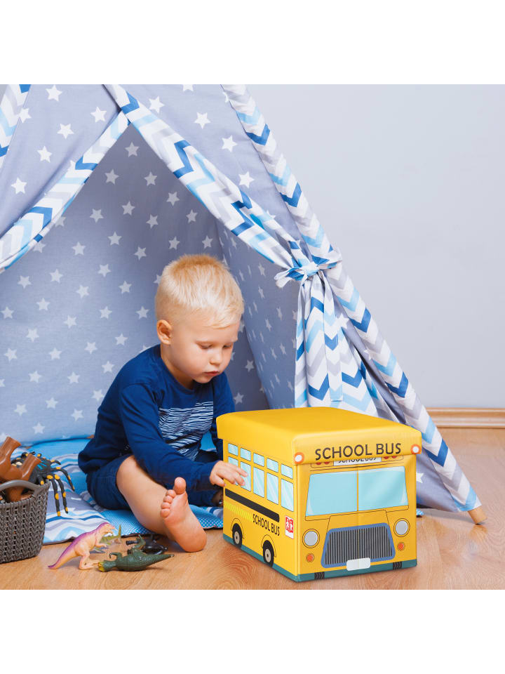 relaxdays Spielzeugkiste Schulbus in Gelb - (B)48 x (H)32 x (T)32 cm günstig kaufen onesize