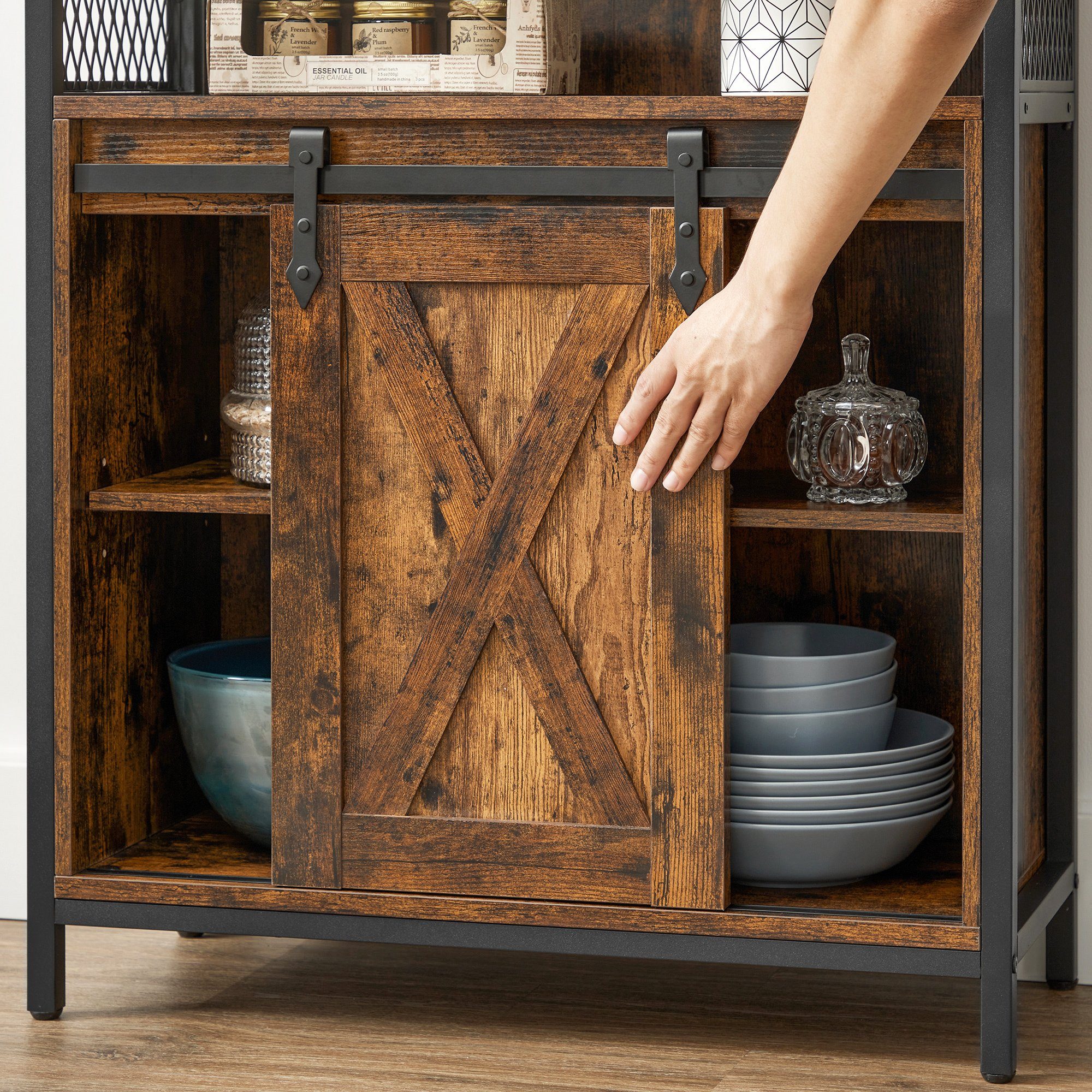 VASAGLE Sideboard Aufbewahrungsschrank, 70 x 30 x 80 cm, mit Schiebetür