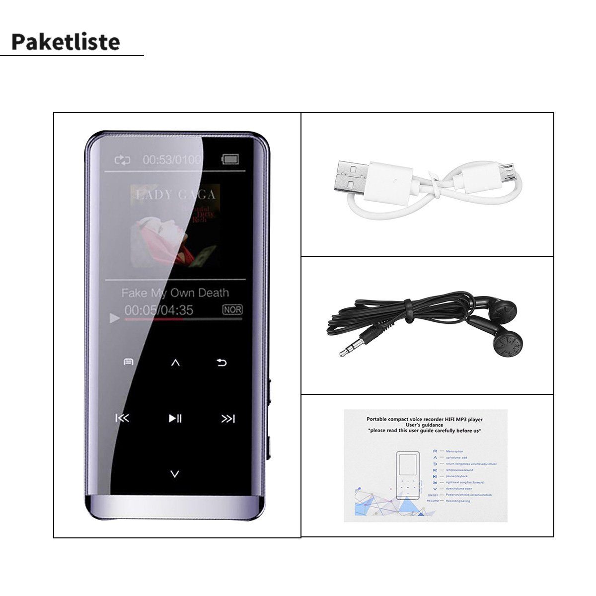 Yoyaxi HIFI MP3 Player mit 4 GB internem Speicher MP3-Player (E-book, FM Radio und verlustfreie Klangqualität für Sport)