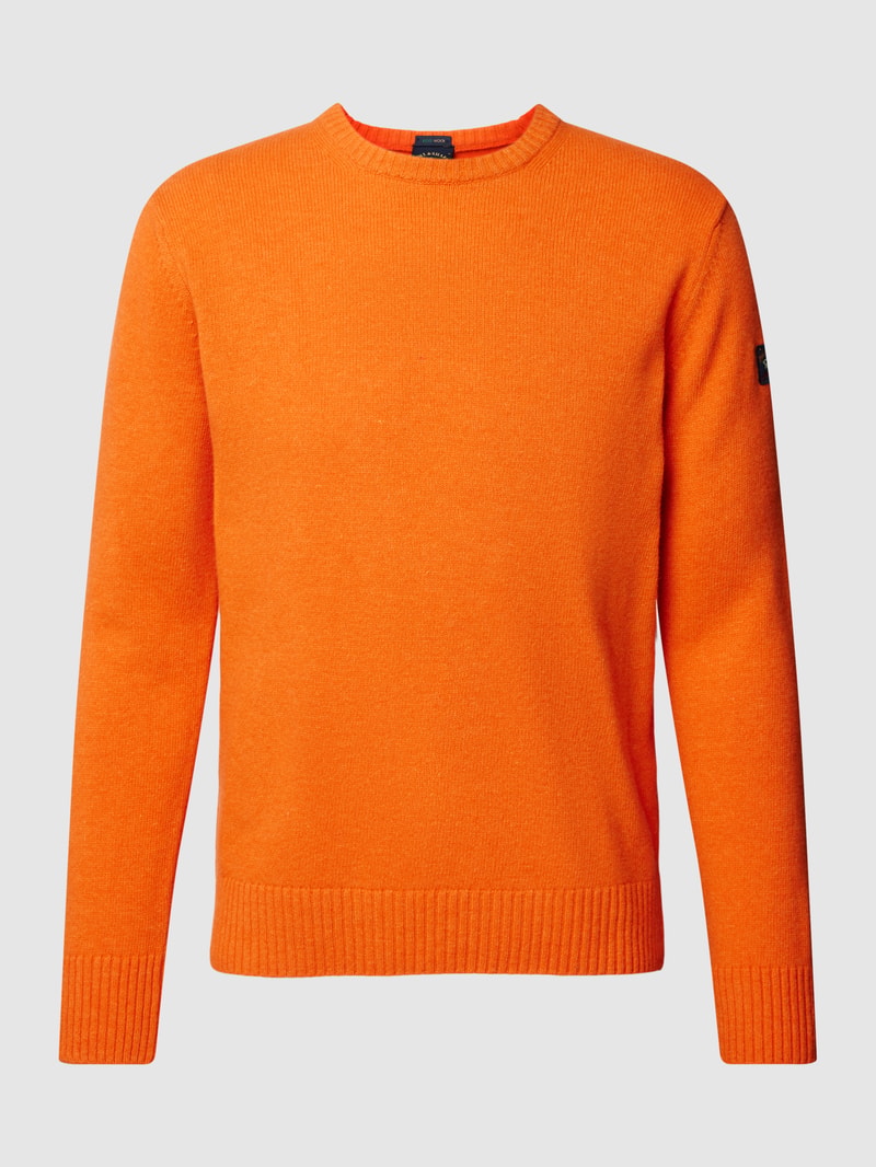 Strickpullover mit Label-Patch in orange