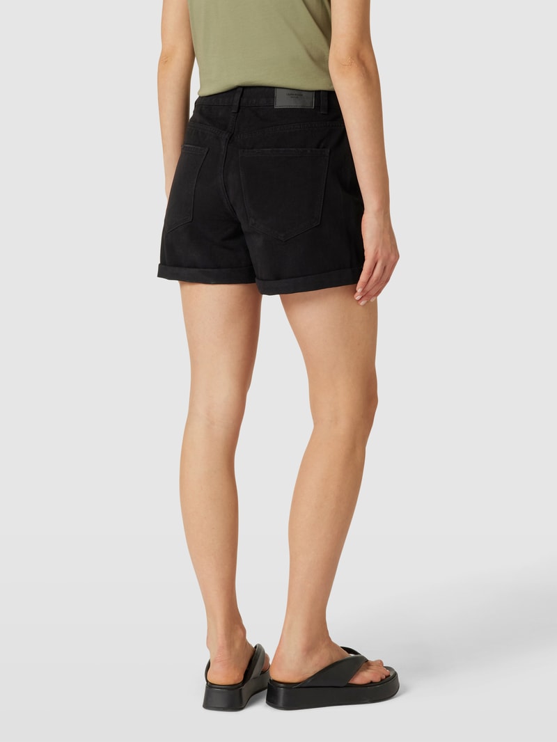 Jeansshorts mit fixierten Umschlägen Modell 'ZURI' in schwarz