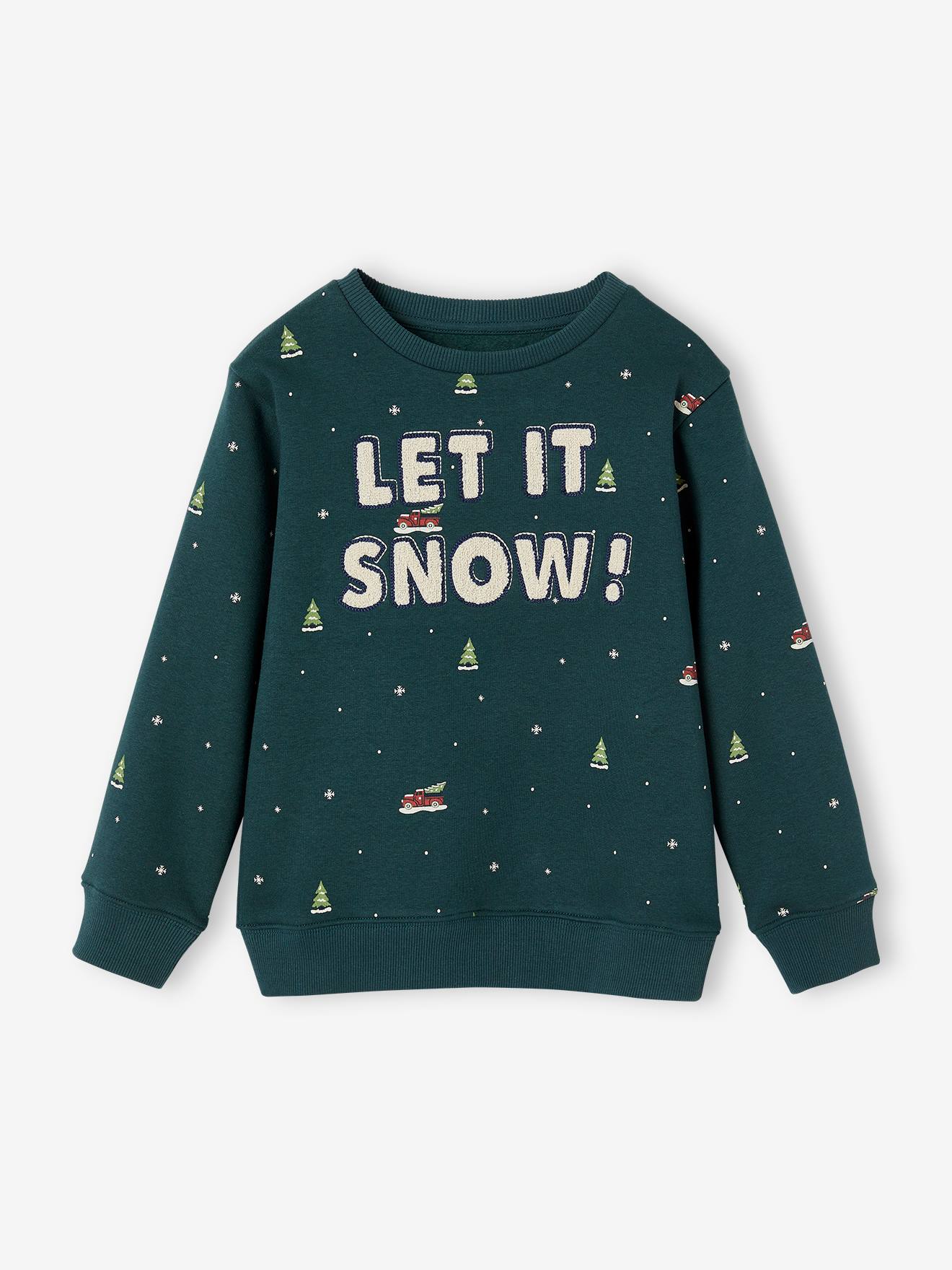 Vertbaudet Jungen Weihnachts-Sweatshirt mit Schriftzug - grün