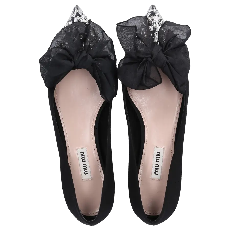 Miu Miu - Ballerinas Klassisch Glitter - schwarz