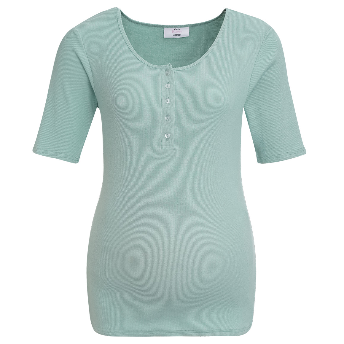 Damen Umstands-T-Shirt mit Knopfleiste