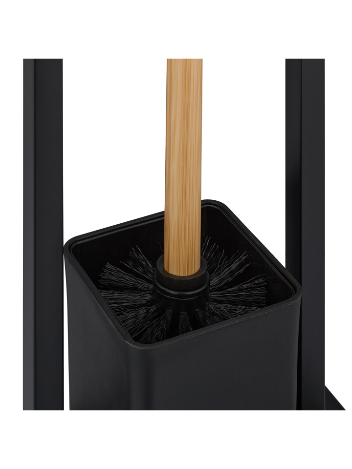 relaxdays WC Garnitur in Schwarz/ Natur - (B)23 x (H)77 x (T)18 cm günstig kaufen onesize