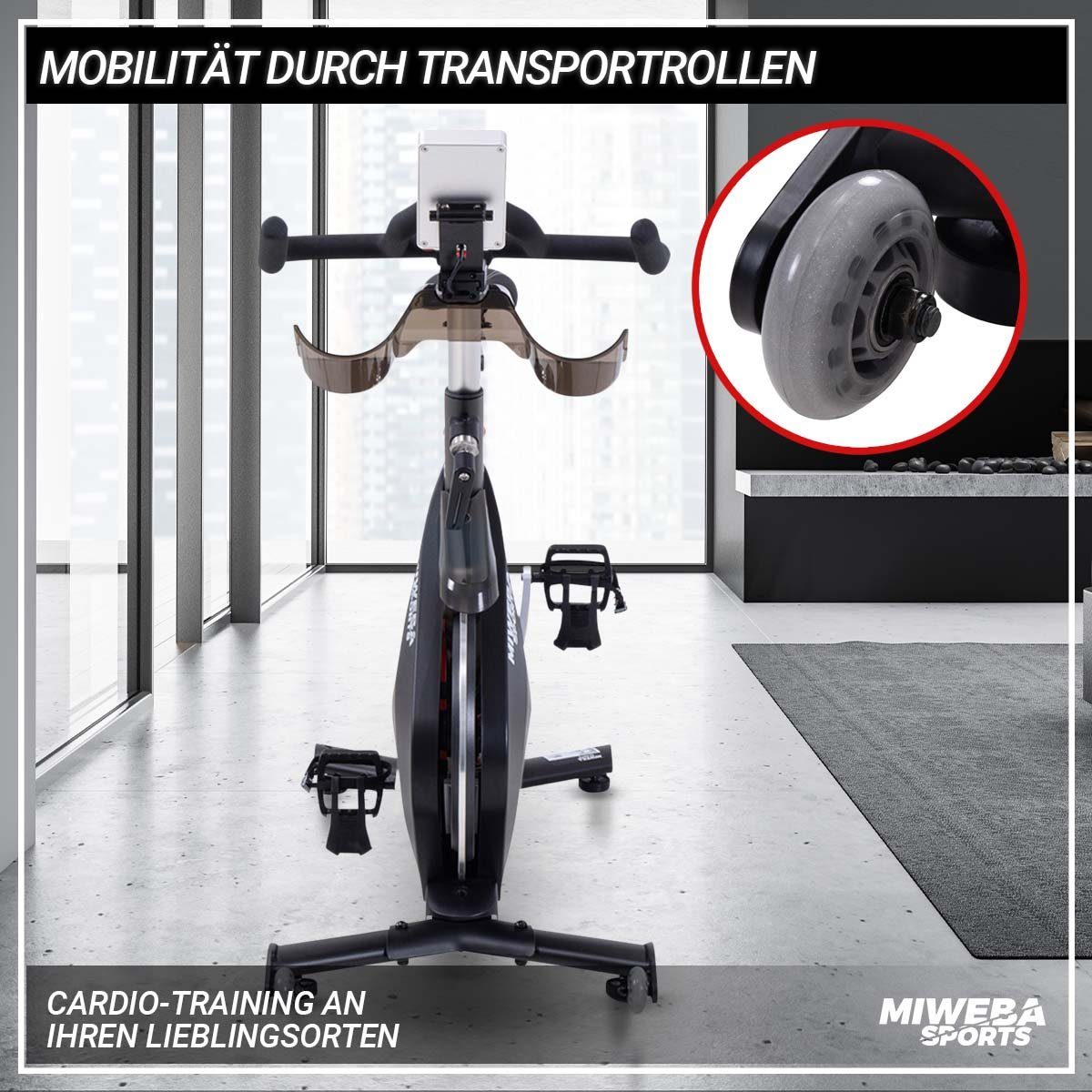 Miweba Sports Speedbike Profi Speedbike MS700 inkl. Flaschenhalter - 20 Kg Schwungmasse (Sportgeräte für zu hause, Heimtrainer Fahrrad, Trimmrad, Fahrradtrainer, Fitness Rennrad Training, Cardio, Indoor Cycle, Sport, Ganzkörpertraining, 3-tlg., Zwift