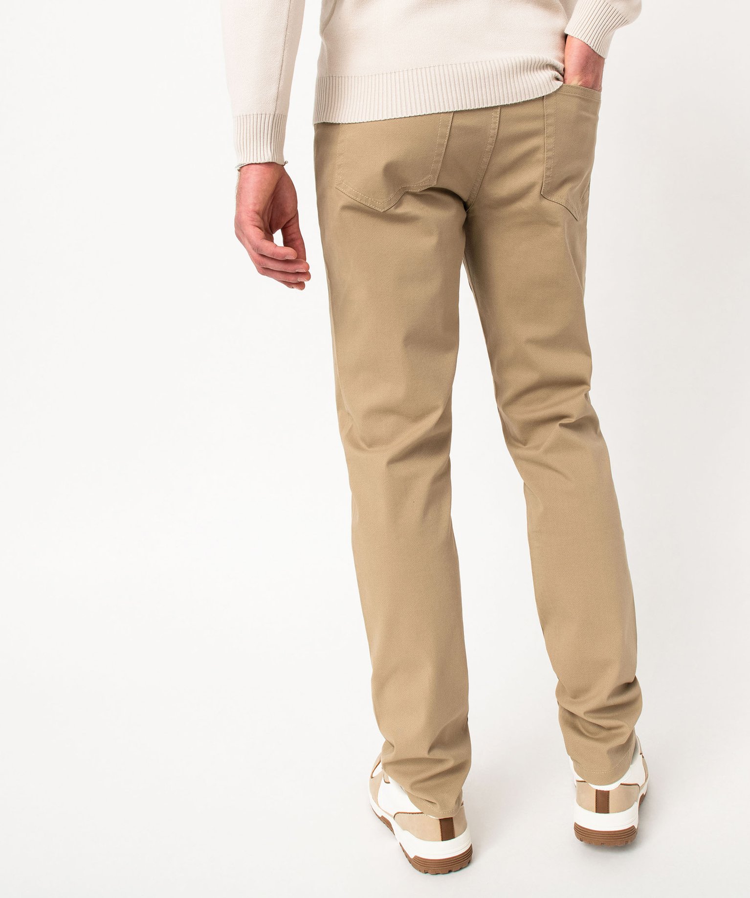 Pantalon slim 5 poches en toile extensible homme beige clair | GEMO