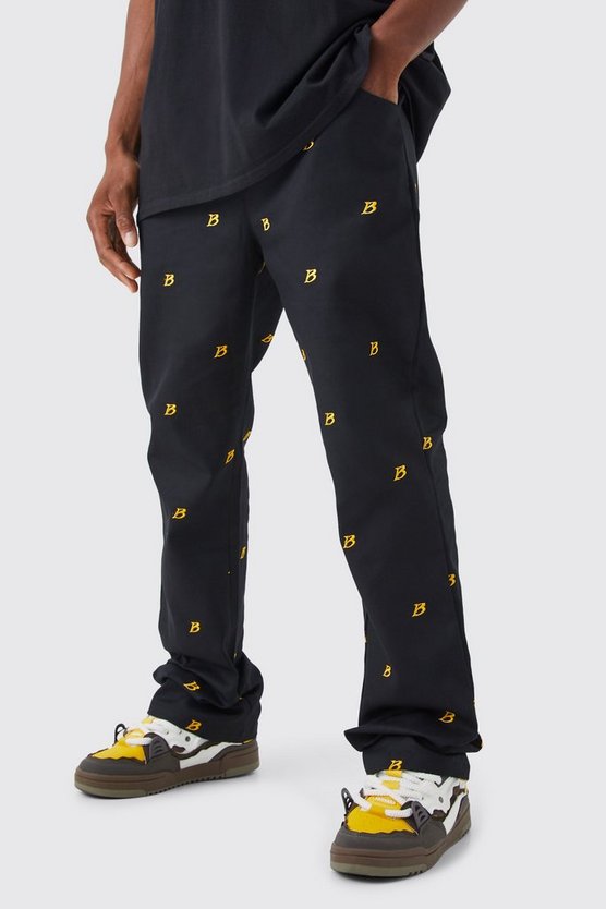 Bestickte Slim-Fit Schlaghose
