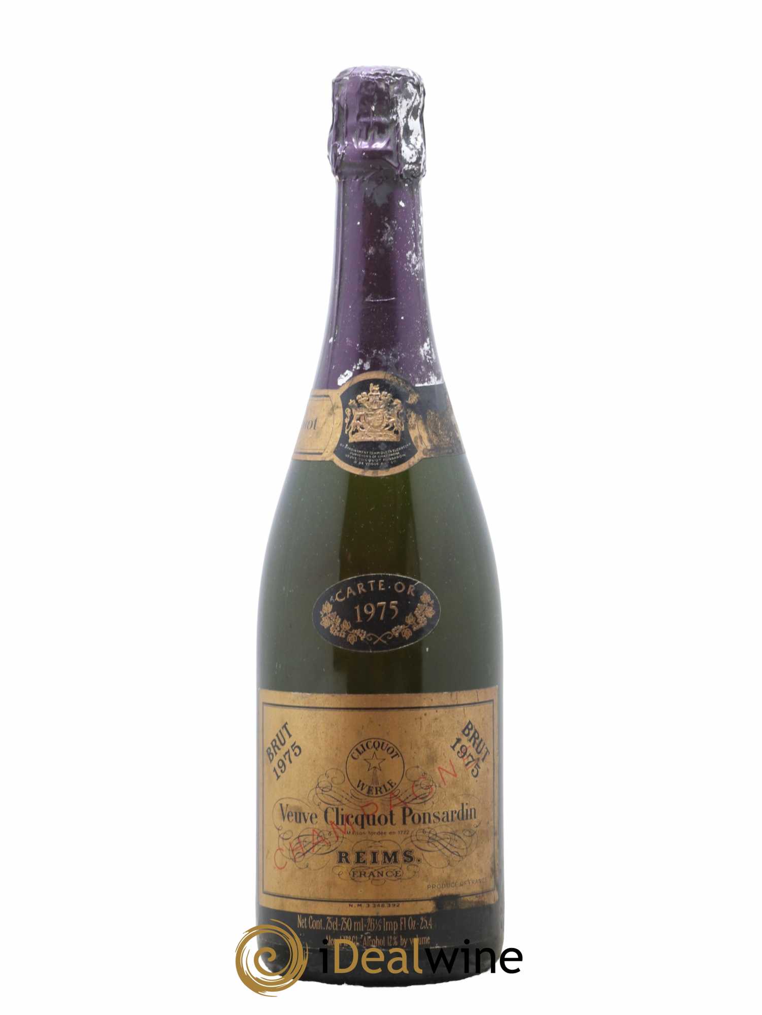 Carte d'Or Veuve Clicquot Ponsardin  1975 - Lot de 1 Bouteille