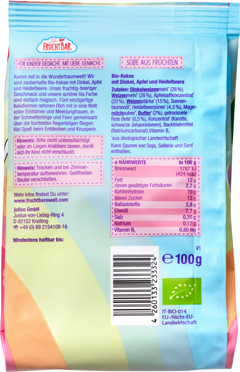 Babykekse Wundertraum-Kekse mit Dinkel, Apfel & Heidelbeere, ab 8 Monaten, 100 g