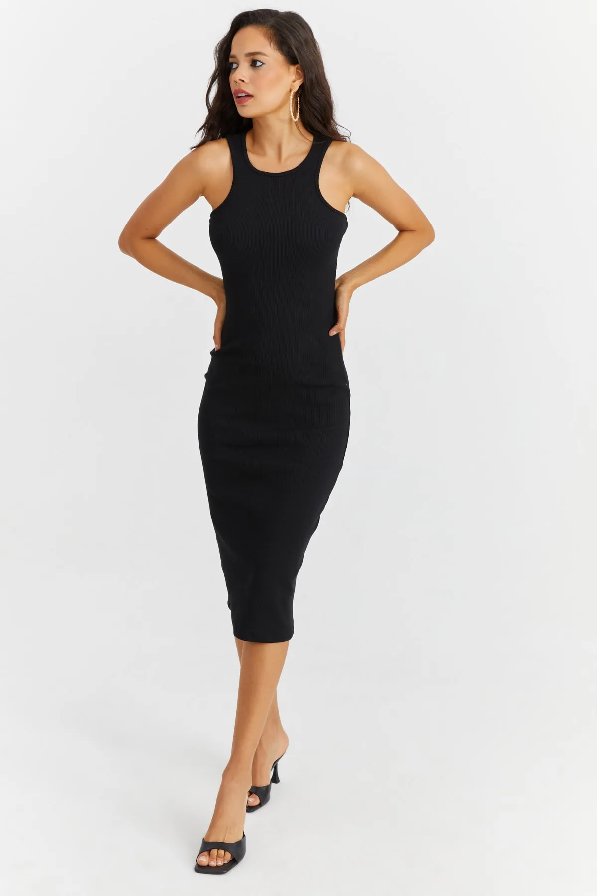 Cool & Sexy  Schwarzes, ärmelloses Camisole-Kleid für Damen Yİ2459