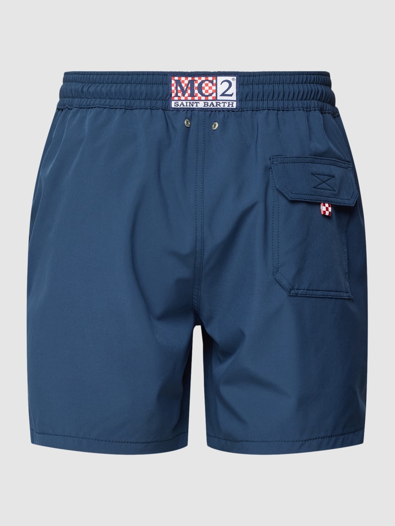 Badehose mit Label-Stitching Modell 'COMFORT' in marineblau