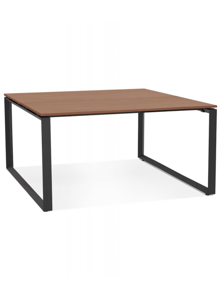 KADIMA DESIGN Bürotisch mit Walnussplatte aus Holz und Metall | Modern in Braun-Schwarz günstig kaufen