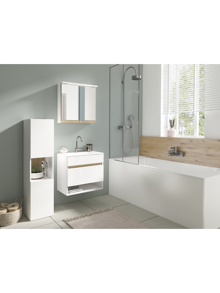 byLiving Spiegelschrank MARINO in Schneeweiß / Eiche - (B) 60 x (H) 60 x (T) 20 cm günstig kaufen onesize