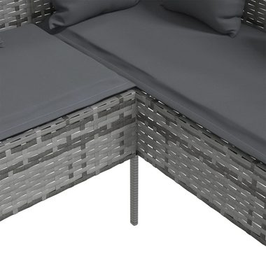 vidaXL Loungesofa Sofa in L-Form mit Kissen Poly Rattan Grau, 1 Teile