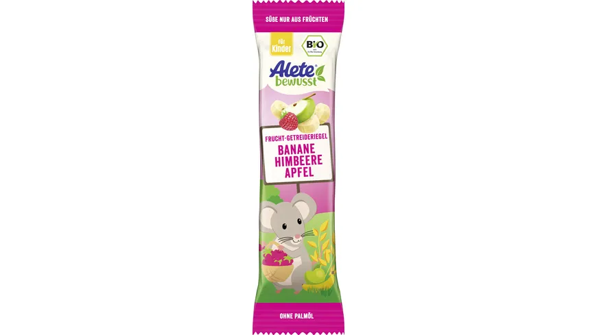 ALETE Bio Getreideriegel Banane Himbeere Apfel 25 g