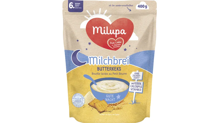 MILUPA Milchbrei Butterkeks Gute Nacht ab dem 6. Monat 400 g