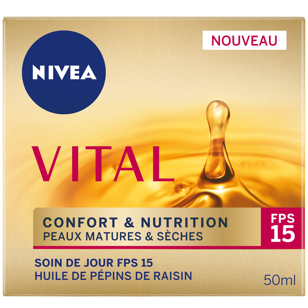 nivea VITAL - Crème de jour nourrissante Confort&Nutrition Soin visage anti-âge peaux matures & sèches