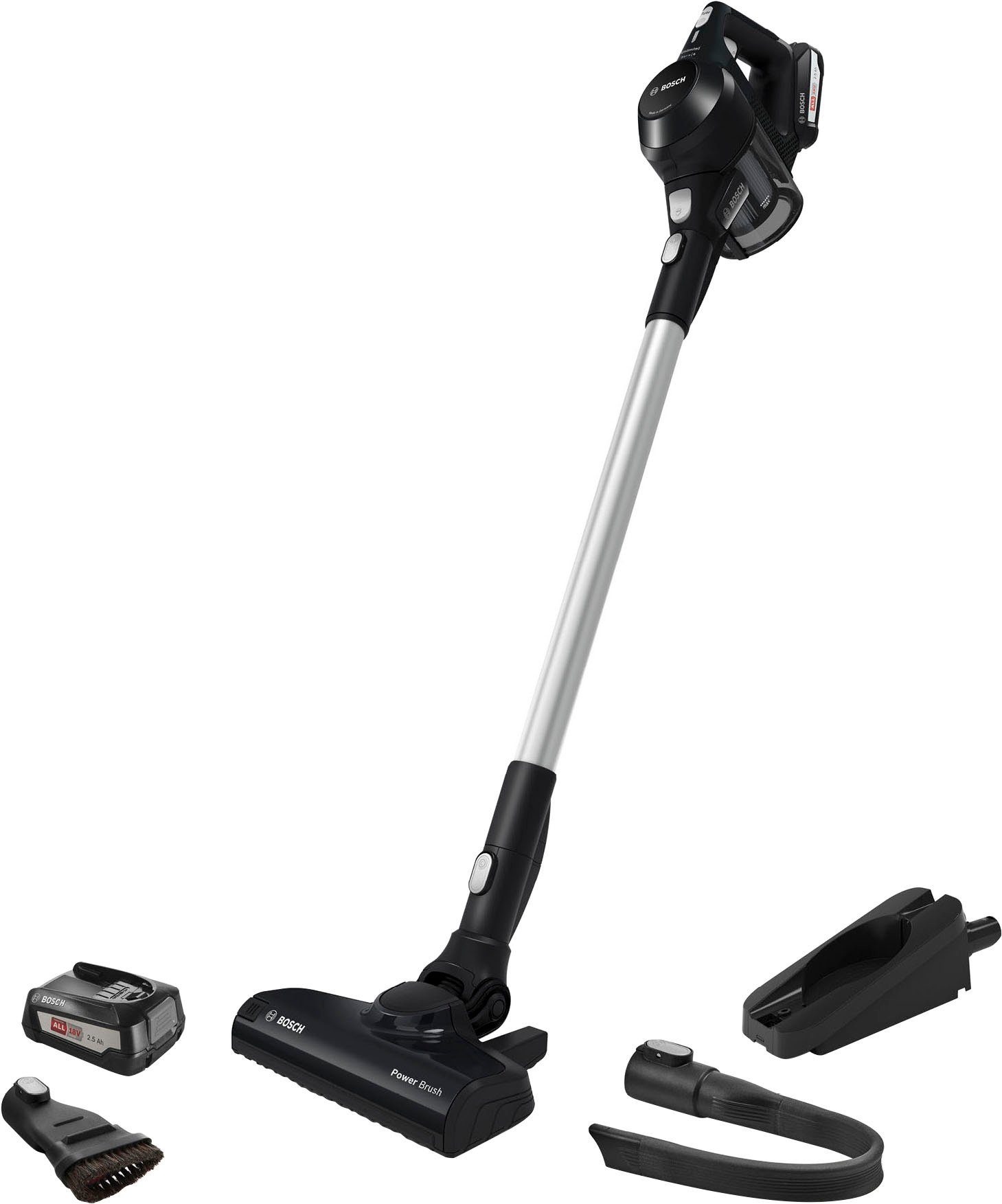 BOSCH Akku-Hand-und Stielstaubsauger Unlimited Serie 6 BLS612BLCK, beutellos, inkl. 2 Akkus, Hygiene-Filter, alle Bodenartenlange lange Laufzeit