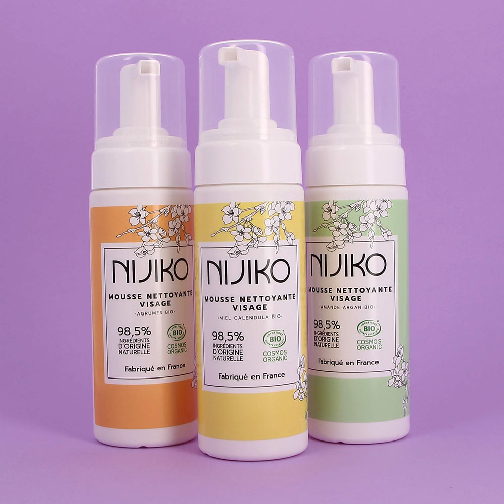 nijiko Mousse Nettoyante Visage Bio pour Peau Sensible Démaquillant et nettoyant