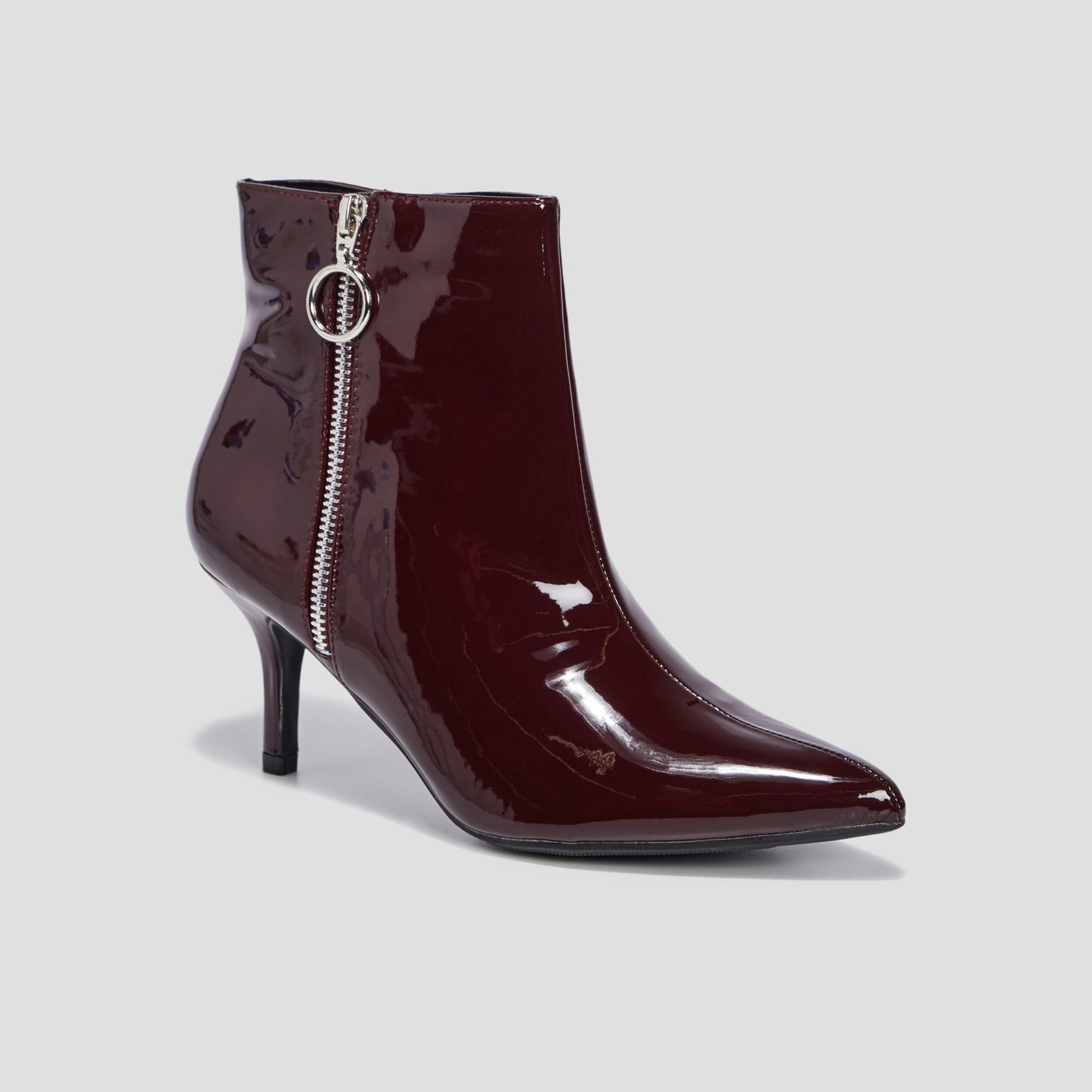 Bottines vernies à talons bordeaux femme | La Halle