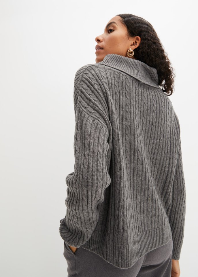 Pullover mit V-Ausschnitt und Seitenschlitzen