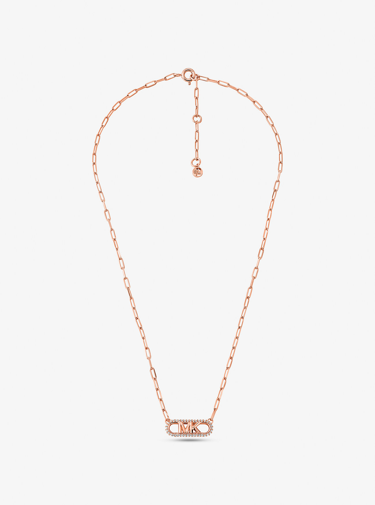Precious Metal-Plated Sterling Silver Empire Logo Chain Link Necklace - ROSE GOLD