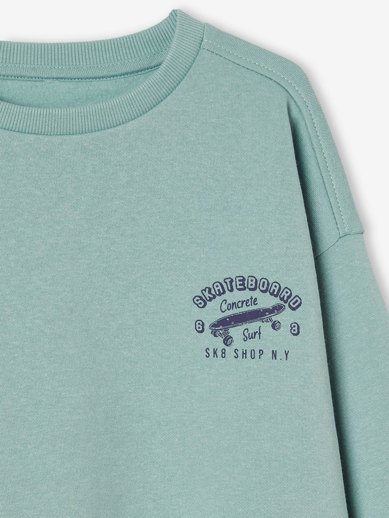 Sweat couleur motif poitrine Basics garçon menthe
