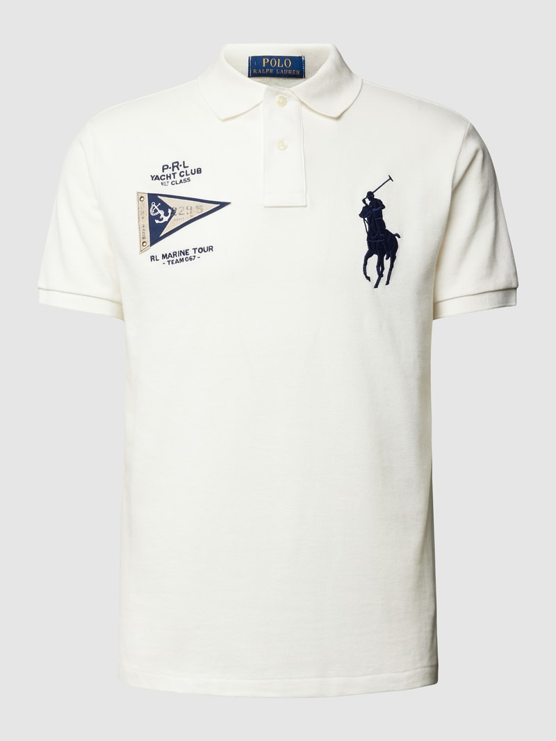 Poloshirt mit Patch in weiß