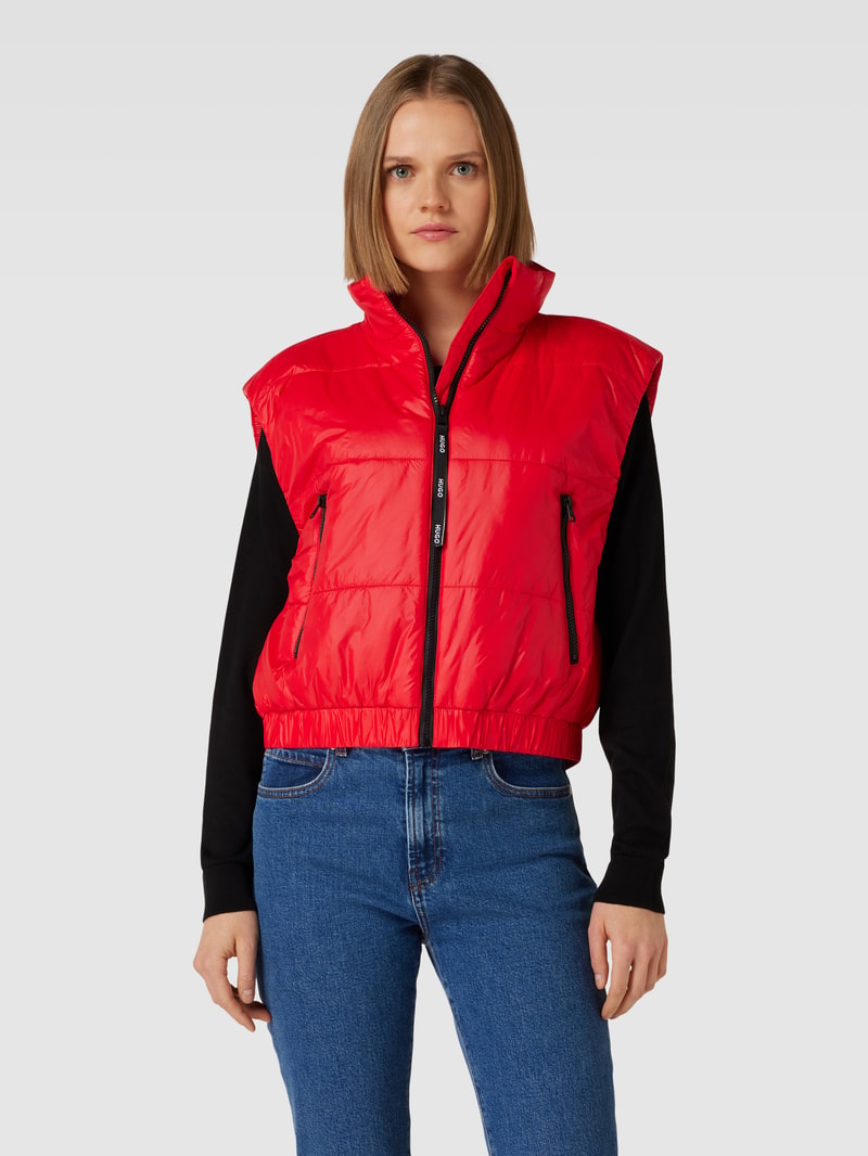 Cropped Weste mit Stehkragen Modell 'FELERE' in rot