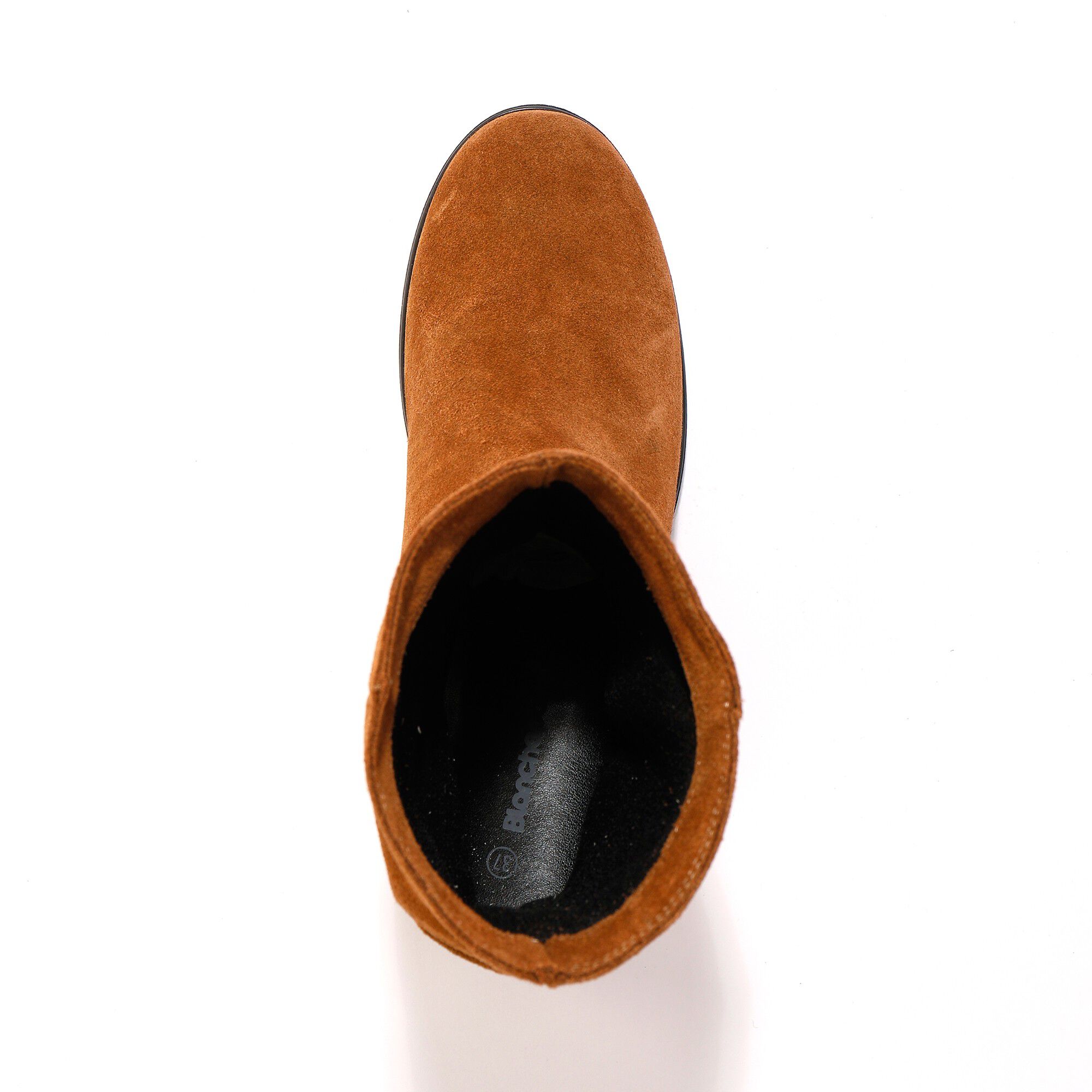 Bottes plissées mi-hautes en daim avec semelle compensée invisible