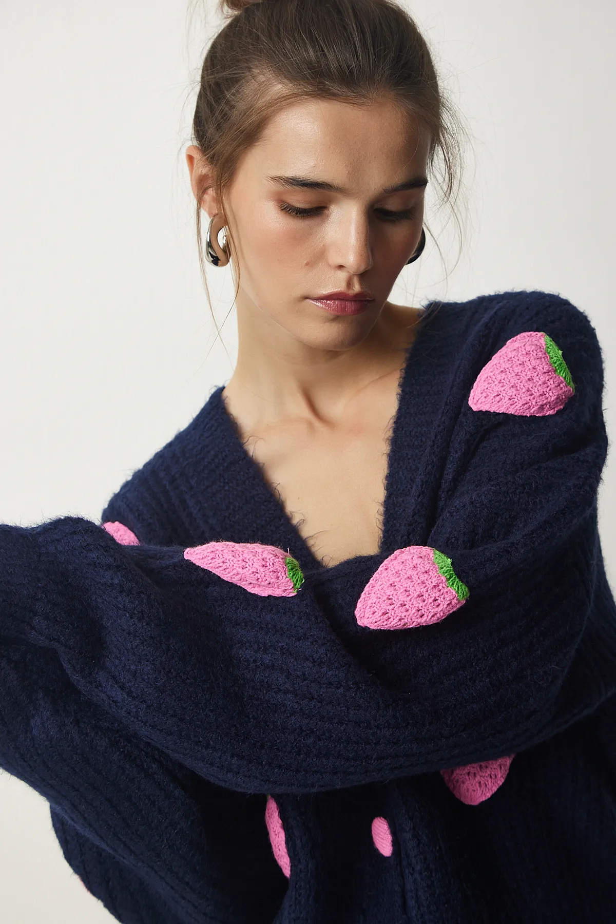 Happiness İstanbul  Strickjacke - Dunkelblau - Oversized