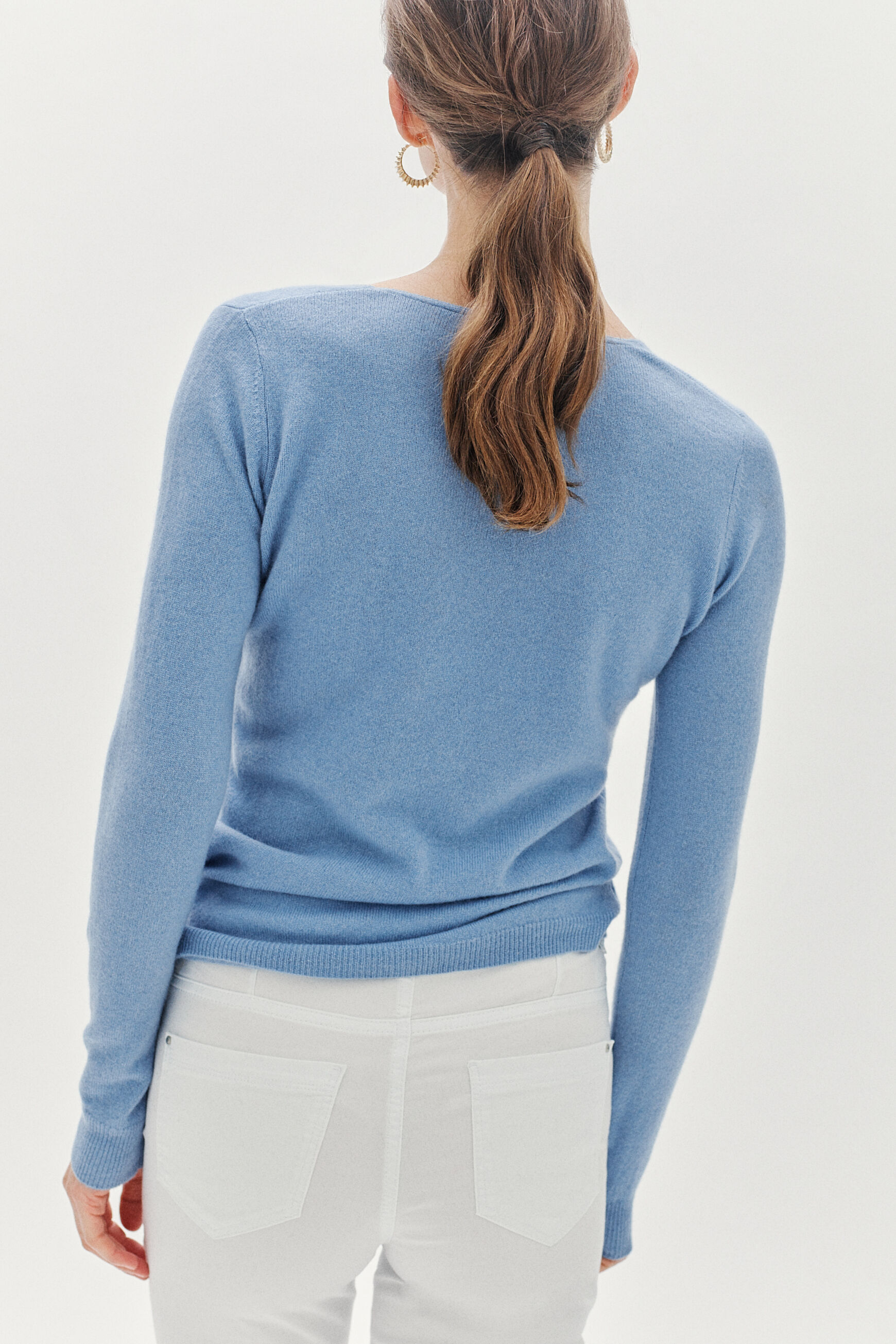 pull eva 100% cachemire denim stone femme