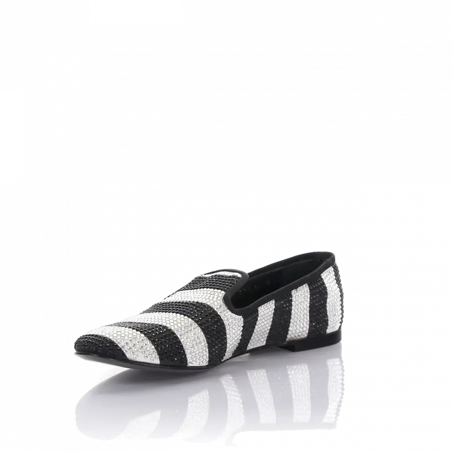 Giuseppe Zanotti - Slipper Textil Strass schwarz silber - schwarz