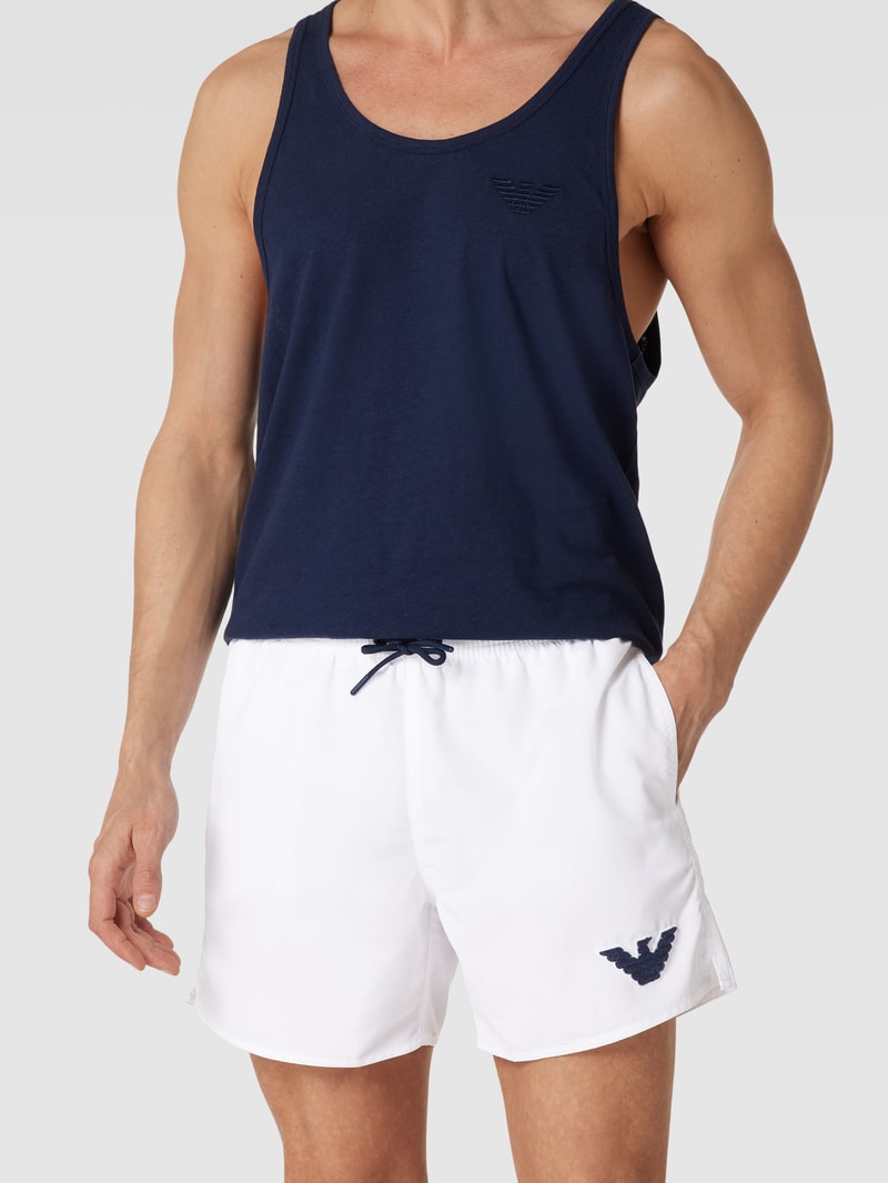 Badehose mit Label-Patch Modell 'SPONGE EAGLE' in weiß