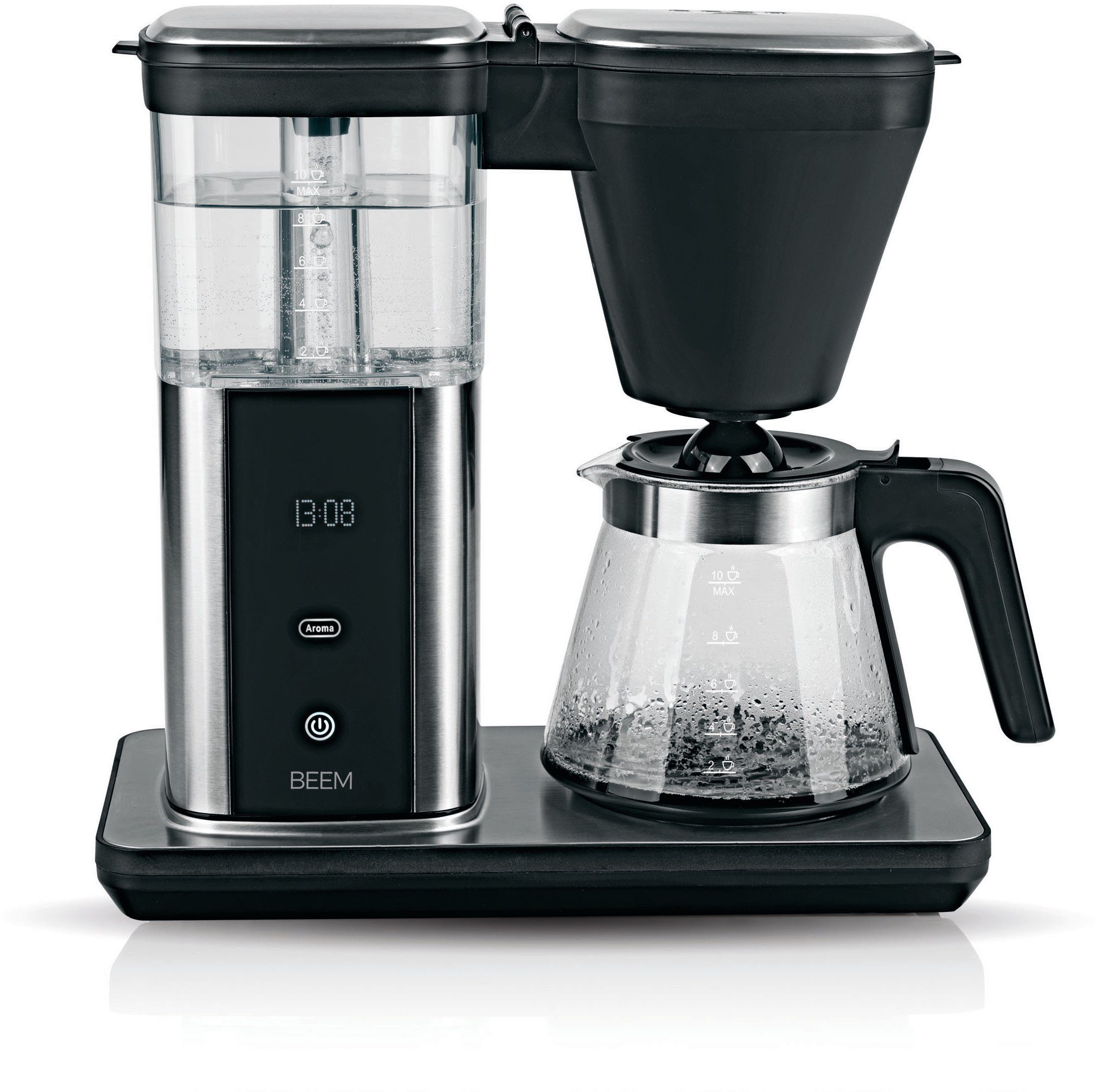 BEEM Filterkaffeemaschine Direct-Brew Glas, 1,25l Kaffeekanne, Papierfilter 1x4