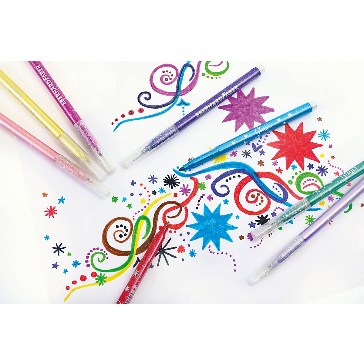 Glitter-Fasermaler, 8 Pastellfarben