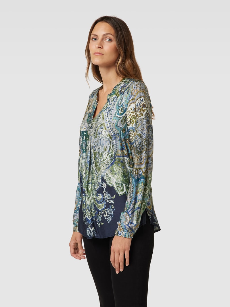 Bluse mit Paisley-Muster in marineblau