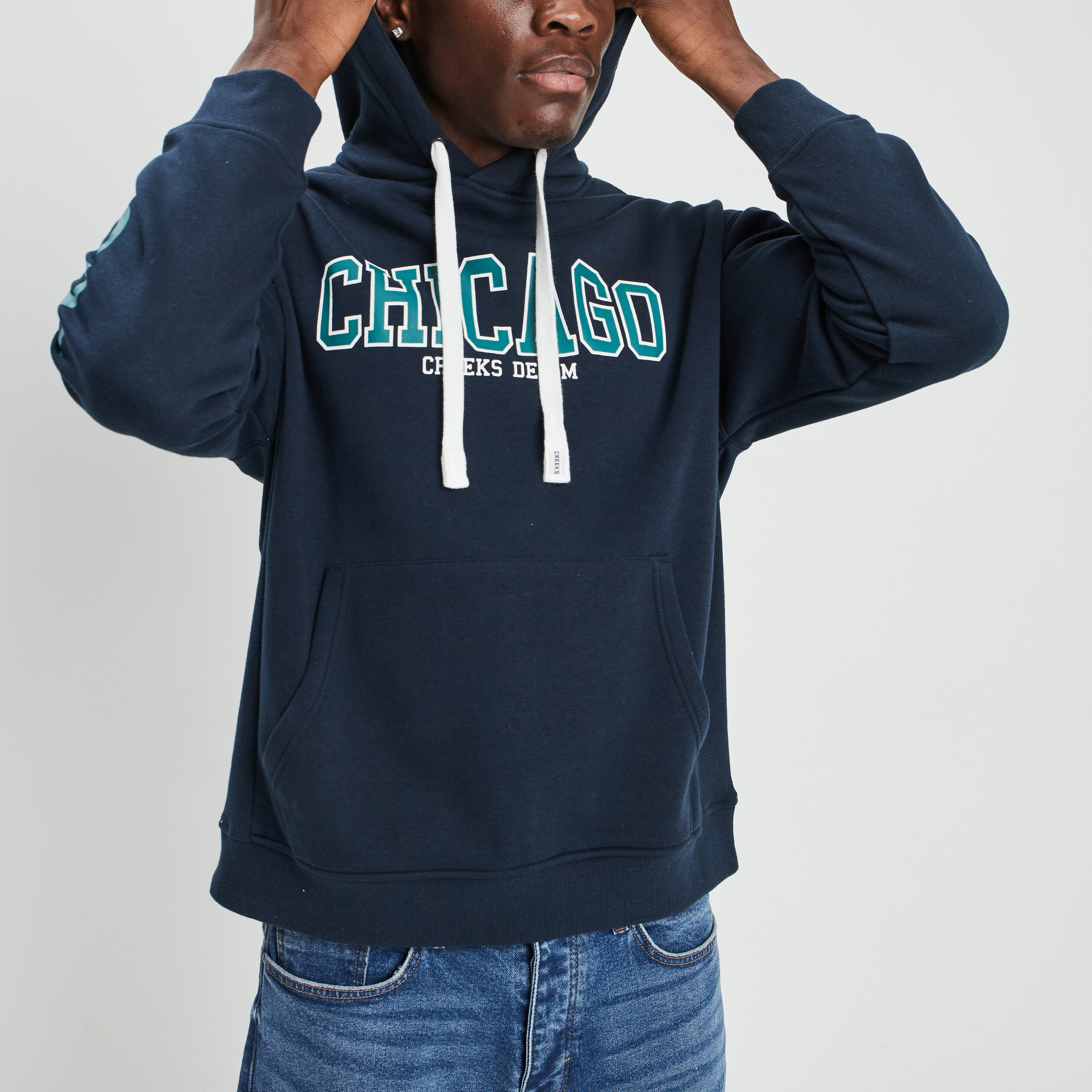 Sweat à capuche hoodie Creeks bleu marine homme | La Halle