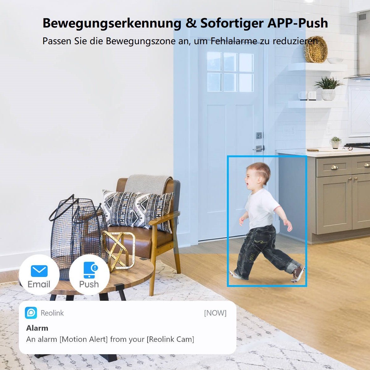 Reolink E1-Zoom 5MP PTZ WLAN IP Überwachungskamera (Innenbereich, 3X Optischem Zoom, 2,4/5,0 GHz WiFi, 12m IR-Nachtsicht, 2-Wege-Audio)