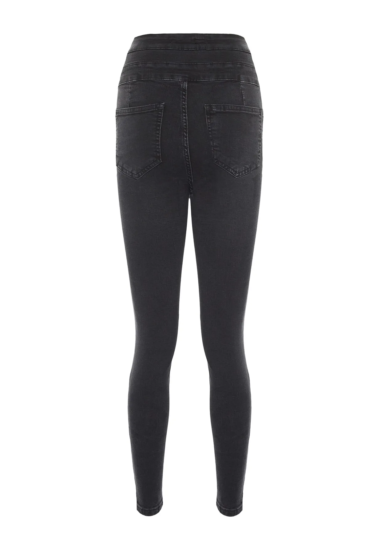 Trendyol Collection  Schwarze Skinny Jeans mit hoher Taille und Detail TWOSS21JE0091
