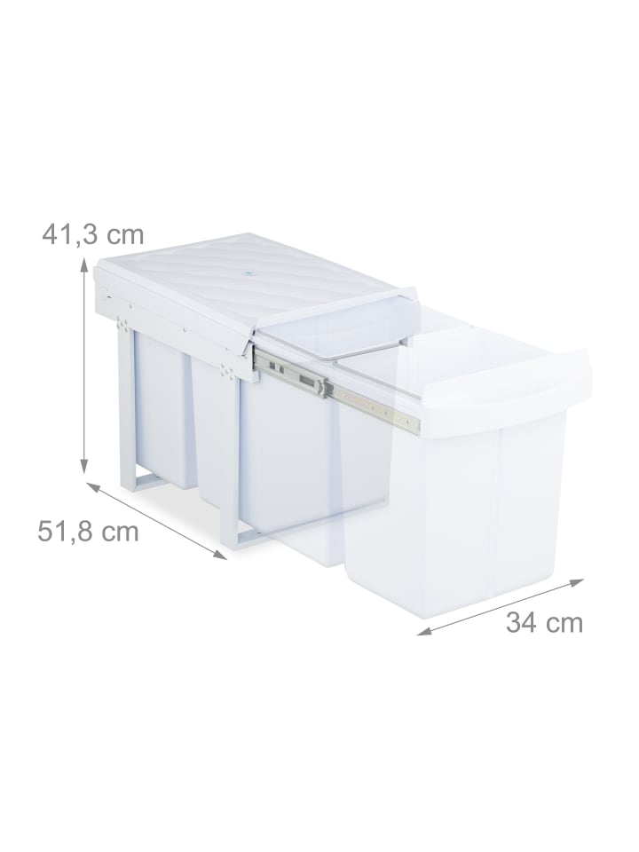 relaxdays Einbaumülleimer in Weiß - 2x 20 l günstig kaufen onesize