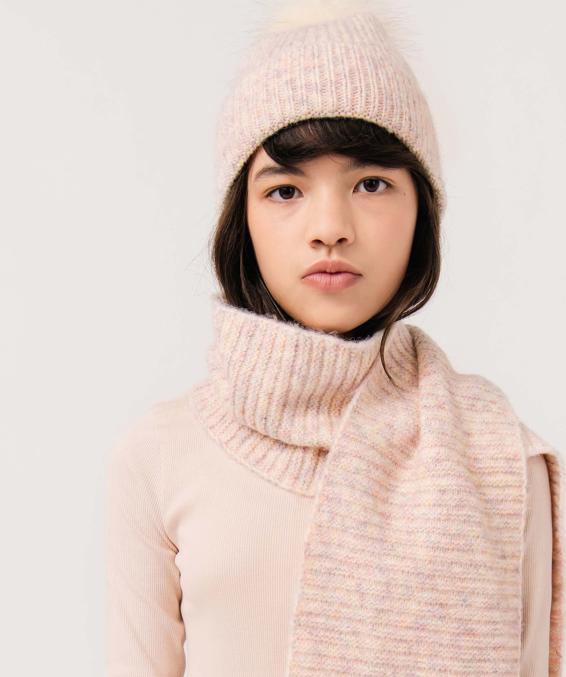 Echarpe fille en maille multicolore rose | GEMO