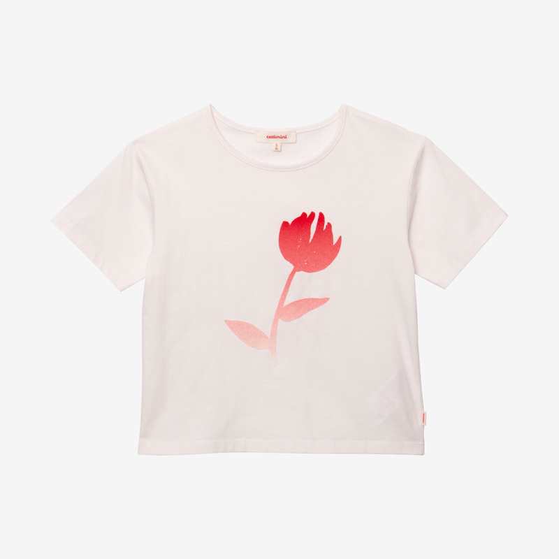 T-shirt fille visuel pivoine beige Catimini